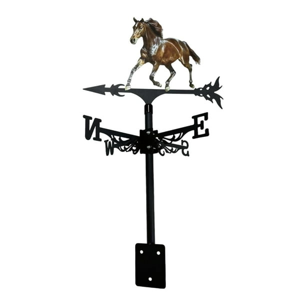 Veleta de metal con forma de caballo, diseño vintage, dirección del viento en el techo Estilo C