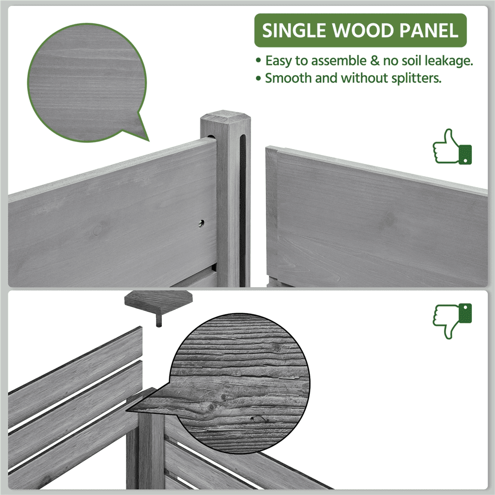 Renwick 2-tier Elevated Wooden Planter Box for Garden Yard Patio, Gray