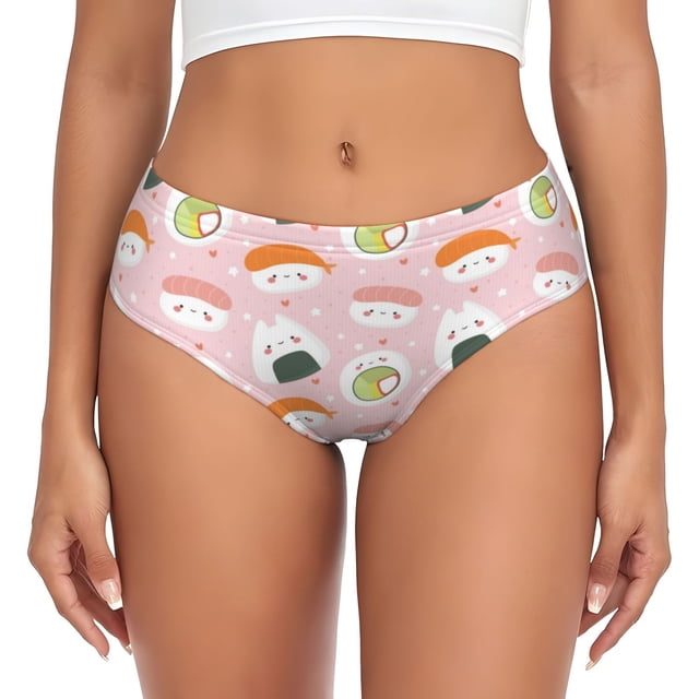Fotbe Cute Sushi (2) Calzones Estampados para Mujer – Ropa Interior de Algodón, Cómoda, Suave y Elástica-3X-Large