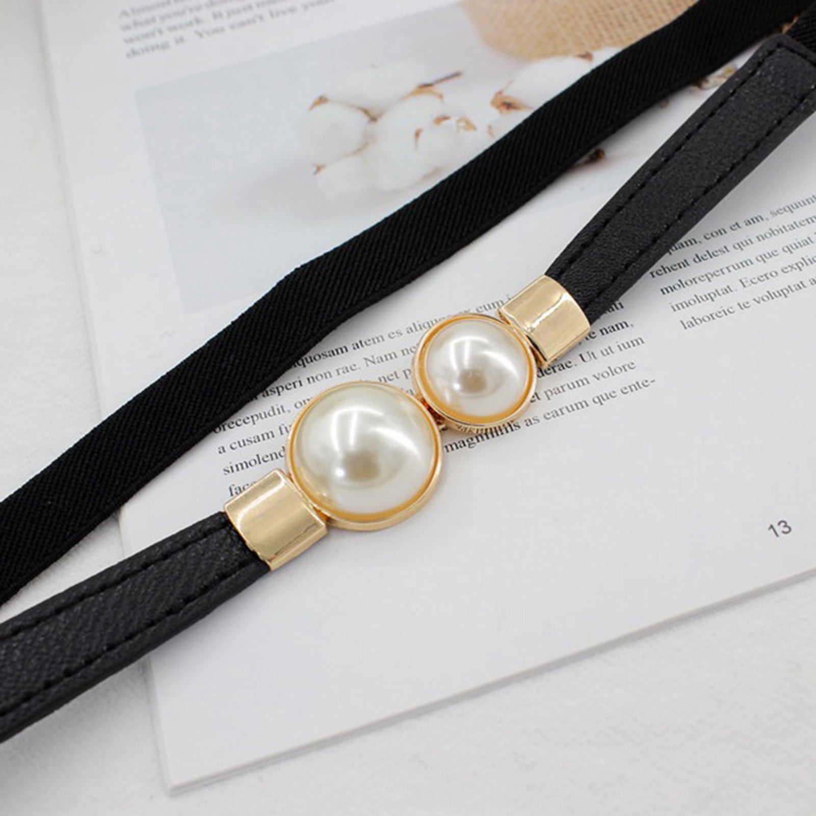 Pearl Belt Ladies Fashion Decorated Rhinestone Elastic Belt Chic Thin  Belt(MOQ 2) - The Little Connection