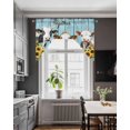 thumbnail image 3 of Farmhouse Cow Swag Valances for Windows, Small Curtains Drapes, Cabin Sunflowers Animals Blue Wooden Grain Kitchen Window Curtains Over Sink Window Treatment Valance for Bedroom/Bathroom 56"x36", 3 of 5