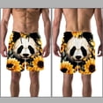 thumbnail image 3 of luoweisi Men's Beach Shorts Quick Dry Swim Trunks with Mesh Lining Panda Sunflower L, 3 of 5