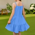 thumbnail image 4 of LTTVQM Solid Color Dresses for Girls 7-8 Summer Casual Sleeveless Ruffle Hem Midi Dress Cute Sundresses Comfortable Church Dress Blue 7-8 Years, 4 of 6