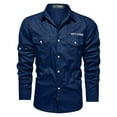 thumbnail image 4 of HCURIBAD Mens Shirts, Men's Fall Cotton Outdoor Shirt with Pocket Mens Button down Long Sleeve Shirt, Work Shirts for Men, Mens Clothes 1x Shirt Dark Blue XXXXXL, 4 of 4