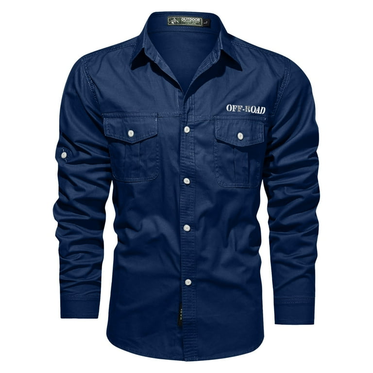 adviicd Button Up Shirt Men Men s PFG Tamiami Ii UPF 41 Long Sleeve Fishing Shirt Dark Blue 5XL Walmart