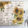 thumbnail image 2 of Sunflowers and Bee Shower Curtain Sets, Sunflower Bathroom Decor for Bath, Spring Floral Rustic Retro Scenery Landscape Fabric 72x72, 2 of 5