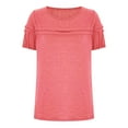 thumbnail image 5 of MIXUE Boho Tops For Women Summer Solid Color Ruffles Round Neck Short Sleeve Casual Soft Tee Shirts Sportswear,Red,L, 5 of 5