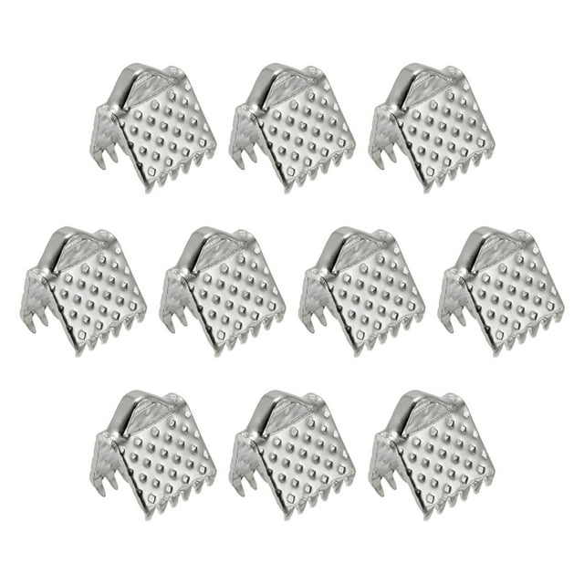 Unique Bargains 300Pack Ribbon Crimp Clamp Ends 6mm Cord End Clasp for DIY Craft Silver White