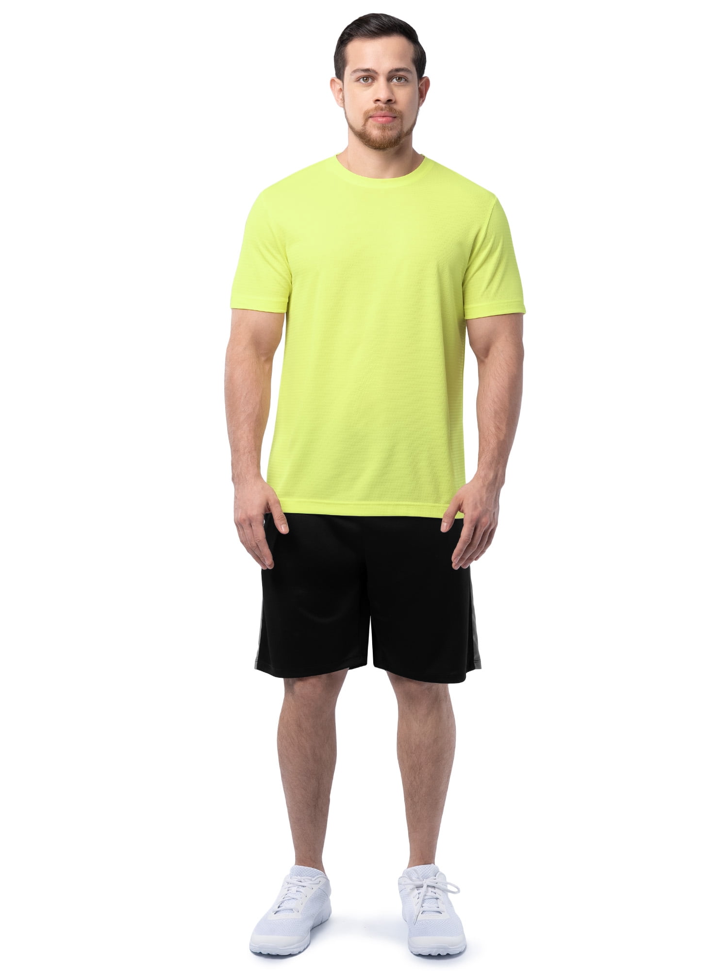 Athletic Works Men's and Big Men's Core Linear Mesh Active Short Sleeve Tee, Sizes S-3XL