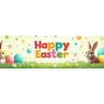 thumbnail image 4 of LUUFILx Easter Bunny Backdrop Banner Flower Eggs Decorations Spring Festival Celebration Party Supplies Floral Photography Props Background, 4 of 8