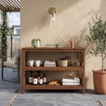 thumbnail image 4 of ZENSTYLE 48" Wood 3-Tier Outdoor Console Table – Weather-Resistant Patio Shelf with X-Frame Support, Indoor/Outdoor Use, Coffee, 4 of 9