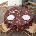 thumbnail image 3 of Red Christmas Santa Pattern Round Tablecloth 60"x60",Wrinkle Wipeable Table Cloth for Kitchen Dining Room Picnic Patio Party, 3 of 6