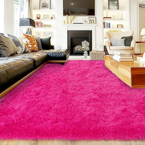 ZENELESS 9'x12' Pink Plush Shaggy Rug,Extra Large Soft Indoor Modern Fluffy Carpet for Stylish Home Decor