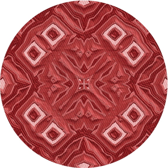 Ahgly Company Indoor Round Patterned Red Area Rugs, 6' Round