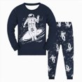 thumbnail image 2 of NOLDARES Toddler Boy Outfits Clothing Set 2 Piece Long Sleeve Crewneck Sweatshirt and Elastic Pants Fall Winter Clothes(Blue,8-9 Y), 2 of 4