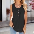 thumbnail image 4 of Birdeem Mode Femmes Décontracté Confortable Uni Col Rond Sans Manches Bouton Haut Blouse T-Shirt, 4 of 12