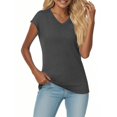 thumbnail image 6 of KLHDSF Womens Summer Tops Soft V Neck Short Sleeve Tee Summer Casual Stretchy Daily Basic Top Dark Gray XL, 6 of 6