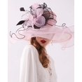 thumbnail image 6 of Women Derby Church Hat Organza Flower Wedding Tea Party Fascinator Hat Wide Brim Sun Hat, 6 of 6