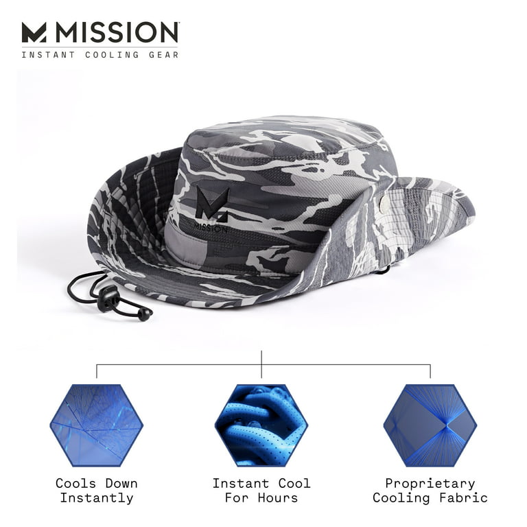 MISSION Unisex Instant Cooling Bucket Hat Matrix Camo Silver, One Size