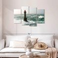 thumbnail image 2 of Elephant Stock La Jument Lighthouse Wall Art - Horizontal Multi Panel Canvas - Living Room Wall Decor - Nautical Multi Panel - Beige And Gray Decor - 43" x 27", 2 of 4