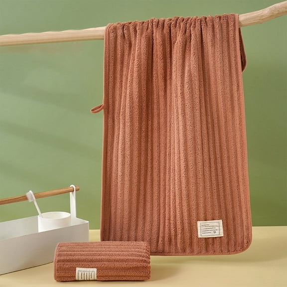 Btomtd Fleece Face Towels for Adults, Soft and Absorbent Washcloth for Men and Women, Comfortable Household Hand Towels and Bath Towels, 1-Pack, Size 30" x 14", Brown