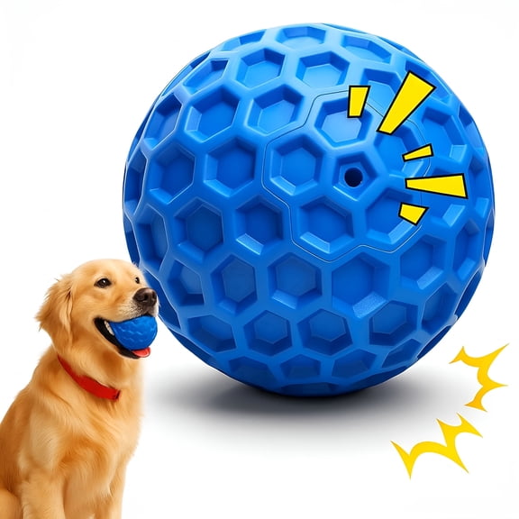 BESTSKY Durable Squeaky Dog Ball for Heavy Chewers, Tough Natural Rubber Interactive Toy, Bouncy Fetch Ball for Medium Large Dogs