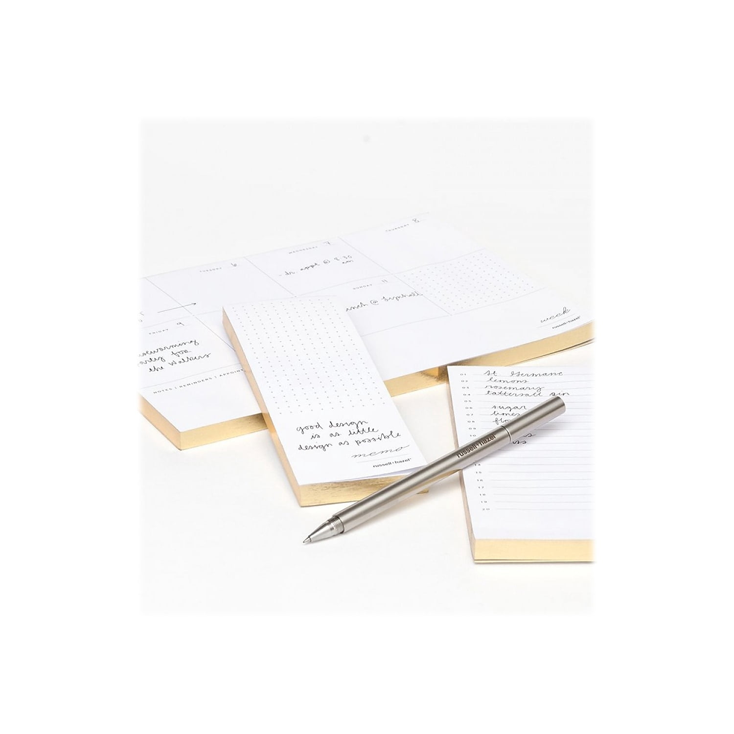 Russell+Hazel In Due Time Notepads White/Gold 80 Sheets/Pad 3 Pads/Set (27619)