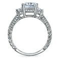 thumbnail image 3 of Metal Masters Womens Sterling Silver 925 Vintage 3ct Princess-cut Cubic Zirconia Wedding Engagement Ring 9, 3 of 6
