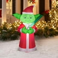 thumbnail image 2 of 6 Foot Star Wars Lighted Airblown Inflatable Christmas Yoda with Santa Hat & Lightsaber, 2 of 5