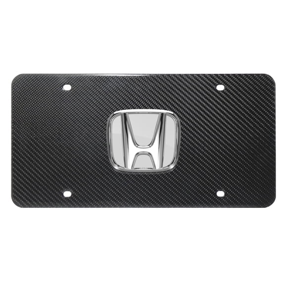 Honda 3D Chrome Logo on 100% Real Carbon Fiber License Plate