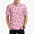 thumbnail image 4 of Vsdgher Cute Flamingo Print Men's Short Sleeve Stretch Polo Shirt, Moisture-Wicking Performance Polo Shirt, 4 of 8