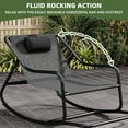 thumbnail image 5 of Uforic Oversized Patio Rocking Chair, Steel Outdoor Lounge Rocker Chair with Textilene Handrail and Footrest - Black, 5 of 9