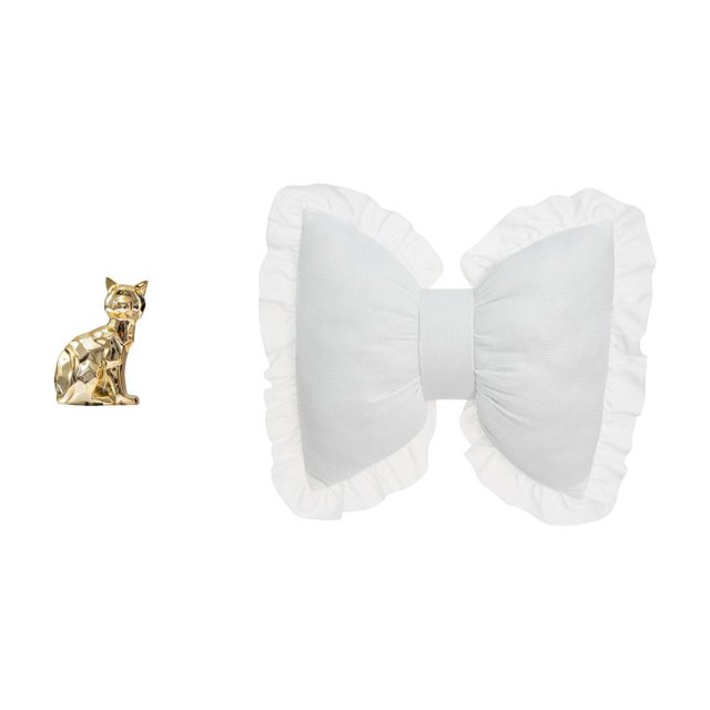 Estatua de gato decorativa, escultura animal, adorno artesanal para chimenea con lindo lazo, cojín para sofá, decoración moderna para el hogar, cómoda