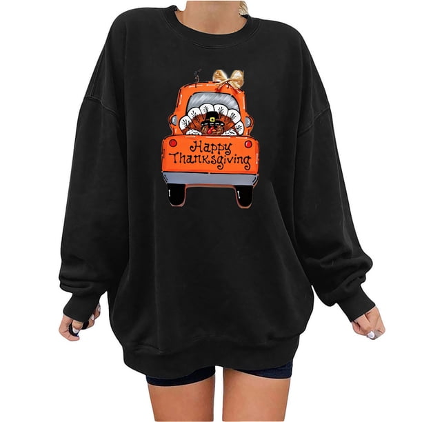 Sudaderas de Acción de Gracias Para Mujer, Blusa Holgada de Manga Larga Con Estampado A La Moda, Suéter Informal de Cuello Redondo, Tops, Sudadera Odeerbi ODB122689