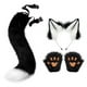 thumbnail image 3 of 4x conjunto de orejas y cola de felpa, orejas de felpa sintética, guantes con pinza para el pelo, disfraz de Cosplay blanco negro Salvador Traje de juego de cosplay, 3 of 6