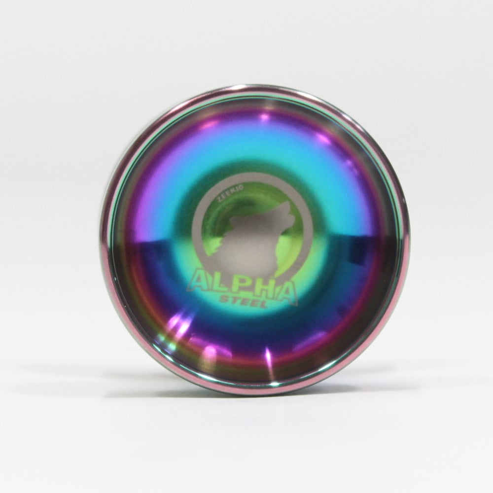 Zeekio Alpha Steel Yo-Yo - Organic Shaped Stainless Steel - Undersized YoYo with D Sized Bearing (Rainbow-White Etching)