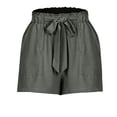 thumbnail image 6 of Linen Shorts for Women Summer Casual Elastic Waist Wide Leg Loose Fit Lightweight Beach Shorts with Pockets, 6 of 6