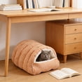 thumbnail image 2 of 30x30x20cm Removable Washable Pet Bed Enclosed Cat House Winter Warm Dog Bed Plush Cloth Material Soft & Cozy for Small Cats Dogs Indoor Pets Two-Purpose Nest Pet Villa Sleeping Mat, 2 of 6