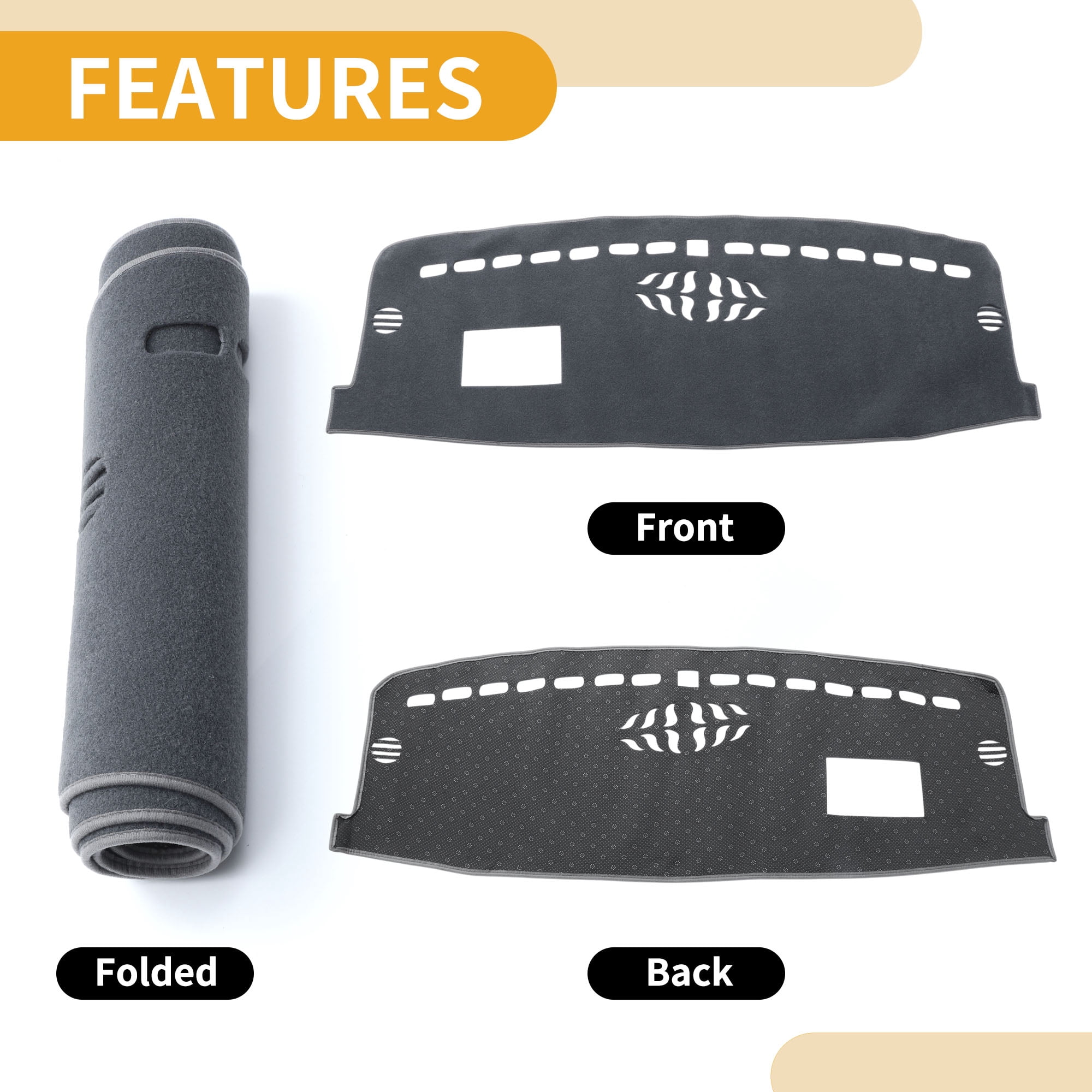 Unique Bargains Dashboard Cover Anti-Slip Dash Cover Mat Carpet for Ford ESCAPE 2020-2025 Hud Polyester Gray