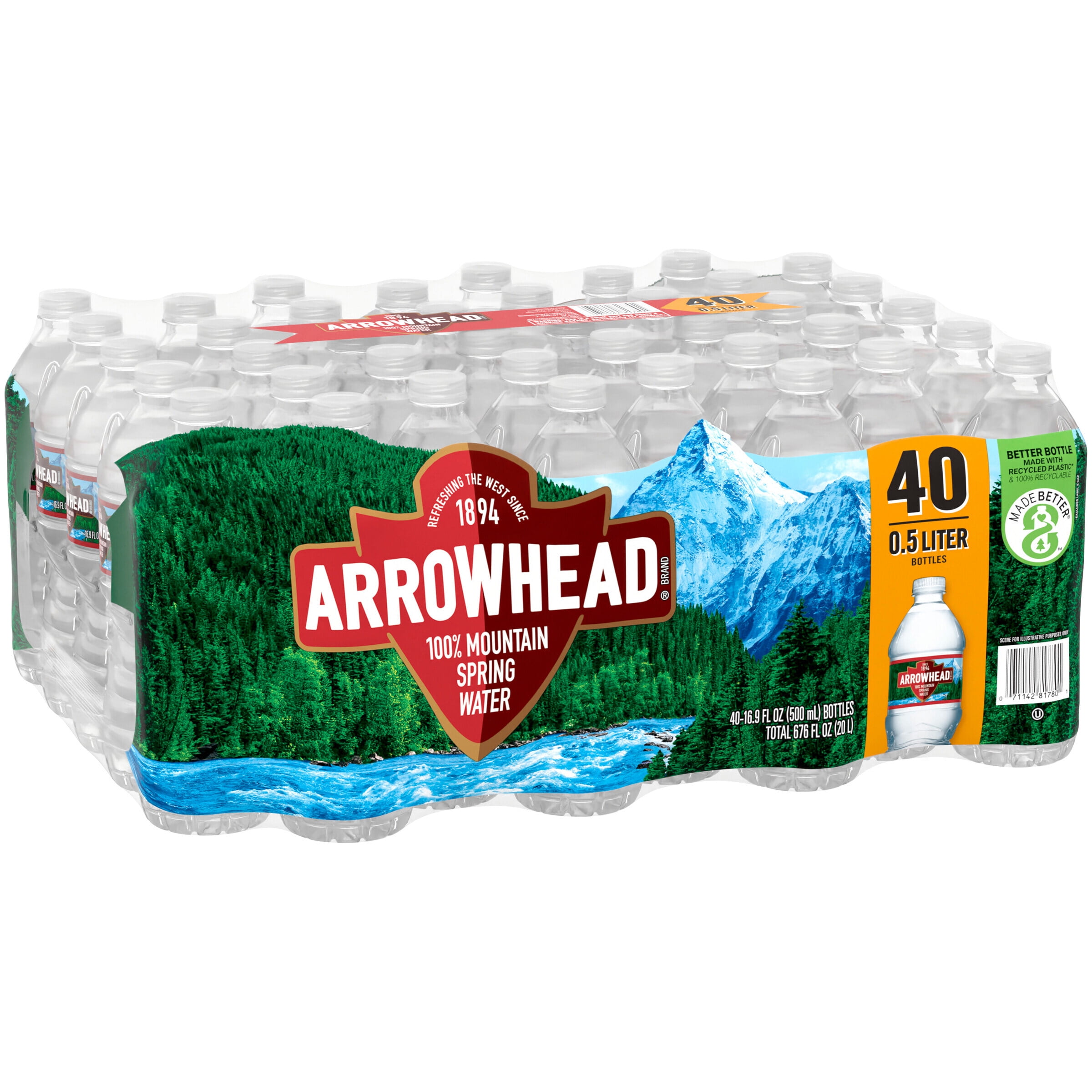 ARROWHEAD Brand 100 Mountain Spring Water, 16.9ounce plastic bottles