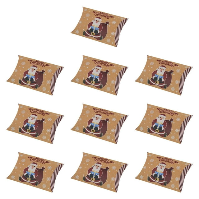 10 Uds. Cajas de dulces de Navidad, caja pequeña de almohada navideña, bolsa de recuerdo de fiesta, embalaje de regalo de Chocolate, caja de regalo po