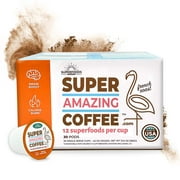 Super Amazing Coffee Ultimate Calorie Burning, Brain Boosting Coffee, French Roast Coffee Pods, 12 Natural Superfoods, Gluten Free, Non-GMO, Sugar Free, Dairy Free, 30 Single-Serve Pods, 30 Drinks