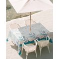 thumbnail image 3 of 60x84 Inch Outdoor Tablecloth with Umbrella Hole Zipper Rectangle Turquoise Shell Rectangular Tablecloths Outside Waterproof Rustic Coastal Nautical Ocean Animals Patio Table Cover for Picnic Party, 3 of 8