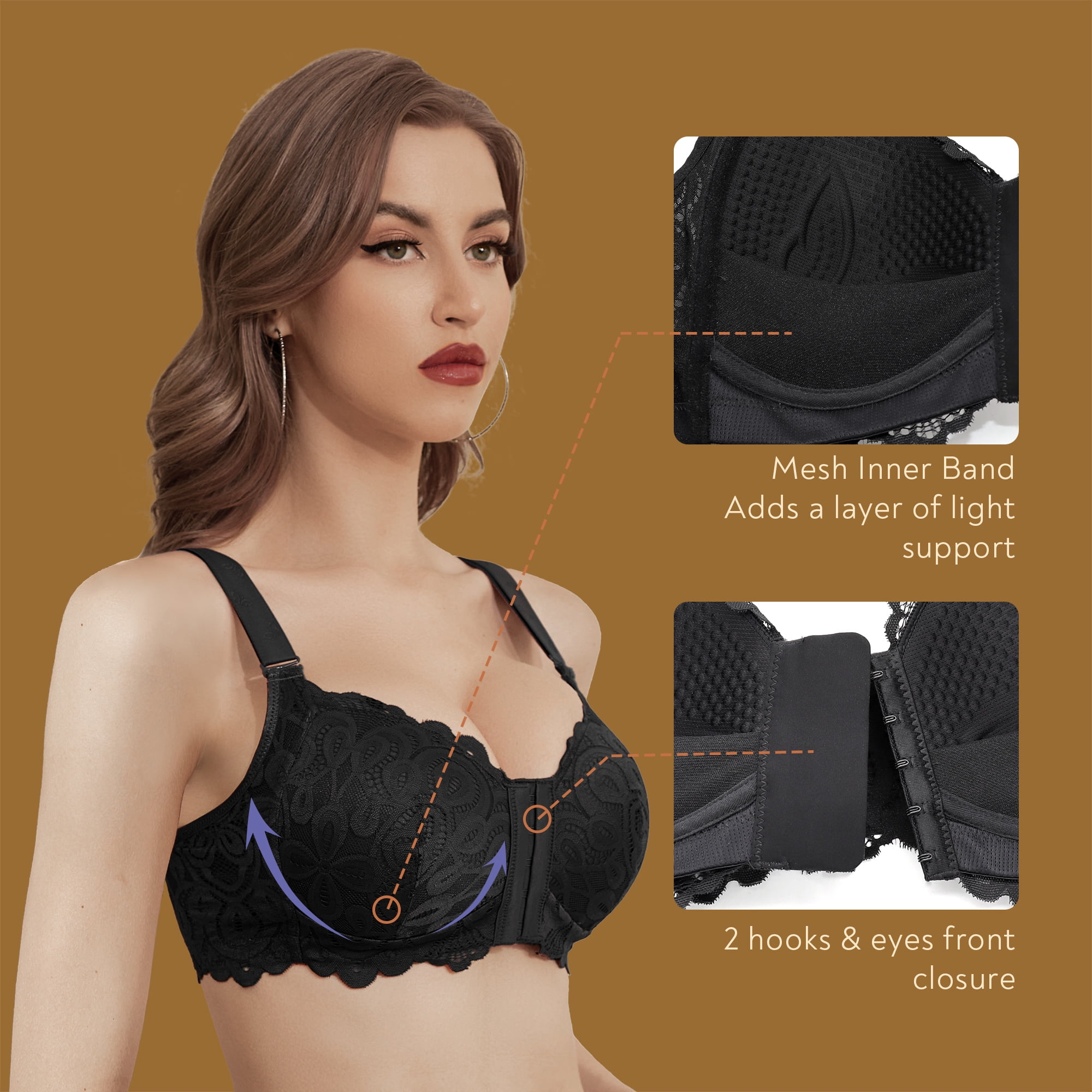 FallSweet Push Up lingerie Wire Free Bras for Women Wide Straps Underwear  Soft Daily Wear32-40 A B C