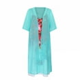 thumbnail image 2 of Pisexur Robe Grande Taille pour Femmes Ensemble Deux Pièces Robes d'Été - Été Décontracté Imprimé Floral Col Rond Sans Manches Jupe Unie Robe Maxi en Chiffon, 2 of 6