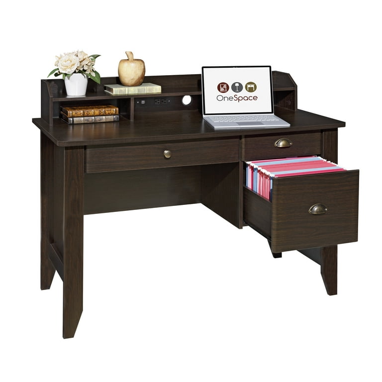 Comfort Products Executive Desk with Hutch and USB Charger Hub