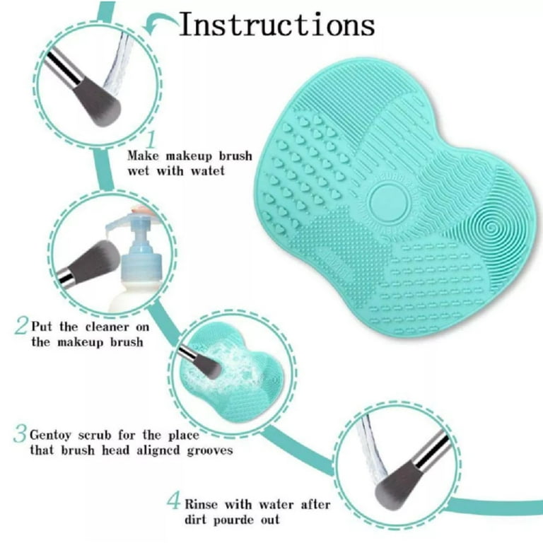 3 Pieces Silicone Makeup Brush Cleaning Mat, Cleaning Brush