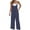 Navy, variant on LYXSSBYX Wide Leg Sweatpants Women Fashion Women Casual Sold Color Shoulder Button Suspender Jumpsuits Wide Pocket Leg Pant