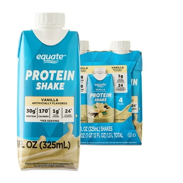 Equate High Performance Protein Shake, Vanilla, 30g Protein, 11 fl oz, 4 Count