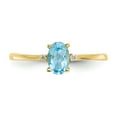 thumbnail image 4 of 10K Yellow Gold Ring Band with Stones (12) December Swiss Blue Topaz Oval Diamond Round White, Size 7, 4 of 5